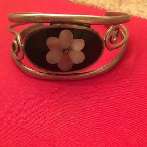 Mexico 925 Silver Mother of Pearl cuff bracelet